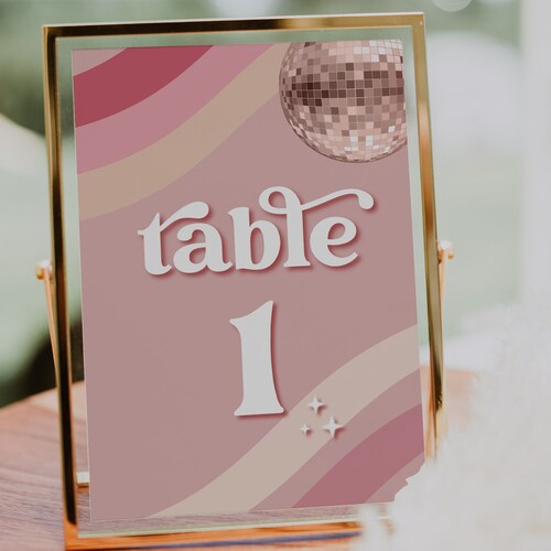 Retro Table Number Template Disco Table Number Cards Groovy Etsy