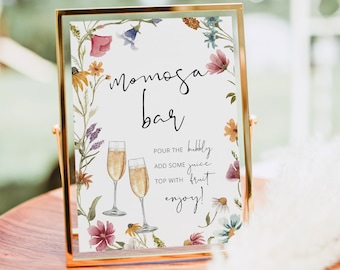 Martha | Wildflower Mimosa Bar Sign, Printable Mimosa Bar Sign, Floral Mimosa Bar Sign, Floral Momosa Bar Sign & Juice Tags, Momosa Bar DIY