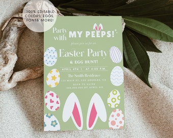 Easter Egg Hunt Invitation, Easter Party Invitation, Egg Hunt Party, Easter Party, Easter Brunch Invitation, Family Brunch Party Evite
