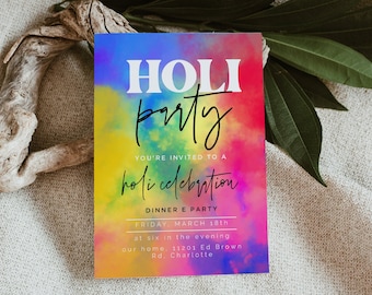 Holi Festival Party Invitation, Festival of Love, Holi Party Invite, Holi Celebration Invitation, Color War Invitation, Festival of Colors