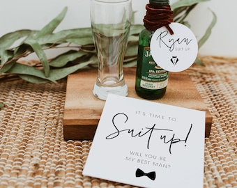 ELLIA | Groomsmen Gift Proposal Card & Tags, Will you be my groomsman, Will you be my Best Man, Suit Up Groomsmen Card, Be My Best Man Gift