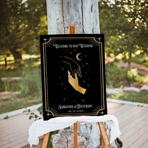 Wedding Tarot Welcome Sign, 'Till Desth Do Us Part Welcome Sign, Gothic Wedding Welcome Sign Printable, Halloween Wedding Signs, Editable