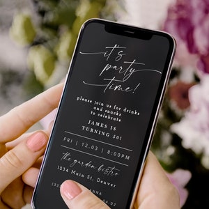 It&#39;s Party Time Evite Text, Modern Party Digital Invitation Template, Mobile Invitation Party, Dinner Evite Text, E-Invite Phone Invitation