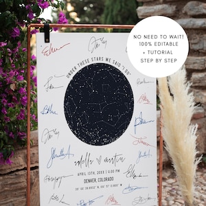 Libro degli ospiti con firma di matrimonio personalizzato con mappa stellare, libro degli ospiti matrimonio personalizzato alternativo, mappa stellare modificabile stampabile, segni di matrimonio moderni