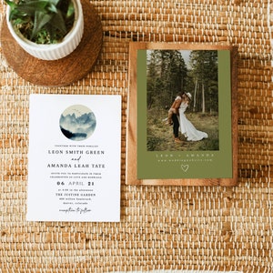 Lara | Mountain Wedding Invitation Template, Lake Wedding Invitation, Rust Wedding Invitation Template, Watercolor Wedding Invite, INDIE