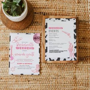 Space Cowgirl Invitation Template, Space Cowgirl Bachelorette, Disco Bachelorette Invitation & Itinerary, Nashville Bachelorette Invite