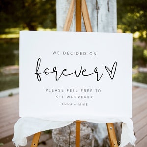 Minimalist Wedding Welcome Sign, Choose a Sit Not a Side, We Decided On Forever Sign, Editable Wedding Reception Sign, Modern Wedding Signs