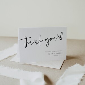 ELLIA | Minimalist Thank You Folded Card Printable, Modern Wedding / Bridal Shower Note, Editable Minimal Thank You Card, Simple Thank You