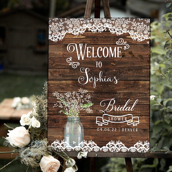 Bridal Shower Sign, Wedding Shower Sign, Welcome Sign Printable, Rustic Welcome Sign, Wood Wedding Sign, Printable Wedding Welcome Sign