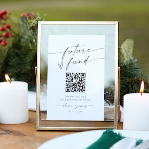 Hochzeit Flitterwochen Kapital, Zukunft Kapital Qr Code Zeichen, Venmo Hochzeit Qr Code, gut wünschend Hochzeit Geldgeschenk, Abschlussfeier Qr Code Bargeld Zeichen| MIA