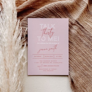 Pink 30th Birthday Invitation, Talk Thirty To Me Invitation, Modern Cheeky Birthday Party, Birthday Invitation for Women, Editable, Any Age