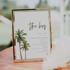 Clairo | Tropical Bar Menu, Tropical Bar Menu Sign, Bar Menu Sign Template, Modern Bar Menu Sign, Tropical Wedding Sign, Beach Wedding