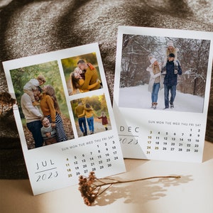 Fotokalender 2024 Vorlage, bearbeitbarer moderner Kalender mit Foto, 5x7 Kalendervorlage, minimalistischer Kalender 2024, moderne Kalenderkarten