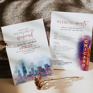 Modello di itinerario per addio al nubilato a Chicago, addio al nubilato a Chicago, invito e modello di itinerario per addio al nubilato, weekend per addio al nubilato