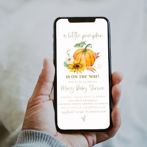 Little Pumpkin Baby Shower Evite Fall Baby Shower Electronic Invitation Template Floral Pumpkin Baby Shower Electronic Invite Digital Invite