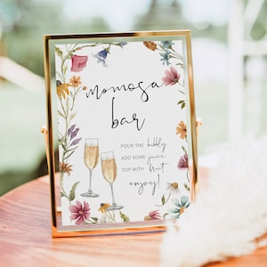 Martha | Wildflower Mimosa Bar Sign, Printable Mimosa Bar Sign, Floral Mimosa Bar Sign, Floral Momosa Bar Sign & Juice Tags, Momosa Bar DIY