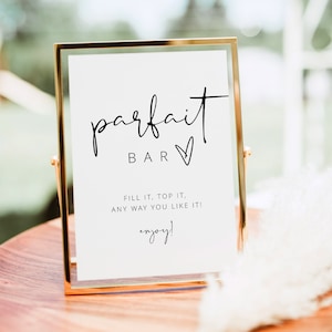 Parfait Bar Sign, Breakfast Party Sign, Yogurt Bar Sign, Bridal Brunch Bar Sign, Parfait Bar Template, Brunch Wedding Sign, Editable Wedding
