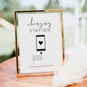 Charging Station Sign, Wedding Charging Station, Phone Charging, Power Bar Sign, Modern Wedding Signage Editable, Wedding Bar Station Signs