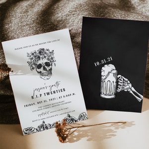 RIP Twenties Party Invitation, Halloween Birthday Invitation Template, Adult Halloween Birthday, 30th Birthday Halloween, Death to My 20s