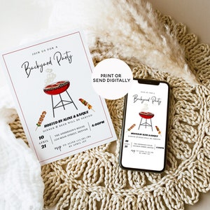 Backyard BBQ Party Invitation Template, Birthday, Baby Shower, Couples Shower, Garden Party, Summer Graduation Party Invitation, TEMPLETT