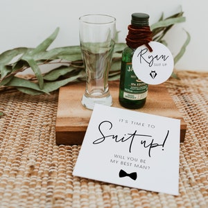 ELLIA | Bräutigam Geschenk Karte & Anhänger, Will you be my groomsman, Will you be my Best Man, Suit Up Bräutigam Karte, Be My Best Man Geschenk