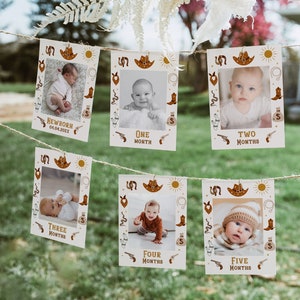 THEO | My First Rodeo Birthday Photo Banner, Cowboy First Birthday Photo Banner, Western 1st Birthday Photo Banner, Cowboy Monthly Milestone