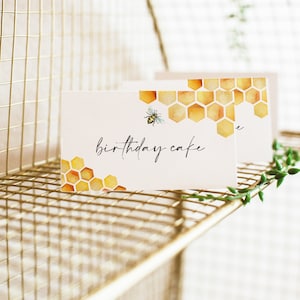 Bumble Bee Food Label Template, Honeycomb Buffet Food Cards Printable, Bee Baby Shower Verjaardag Gevouwen Voedseletiketten Instant Download