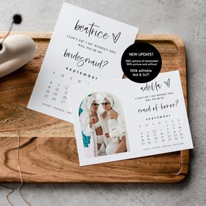 Brautjungfer Vorschlag Karte, Kalender Brautjungfer Vorschlag Karte, Willst du meine Brautjungfer sein, Karte, Trauzeugin Vorschlag Kalender