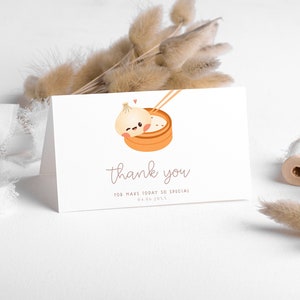 Tarjeta de agradecimiento para baby shower con forma de bola de masa hervida, tarjeta de agradecimiento con forma de bola de masa hervida Bao, tarjeta de agradecimiento moderna para baby shower, tarjeta de agradecimiento para baby shower de género neutro