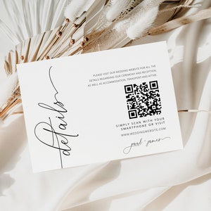 SIERRA | Details QR-Code Einlagekarte, Hochzeitsdetails Karte QR-Code, Unterkunft Transportkarte, Zeremonie Information Gehege Hochzeit