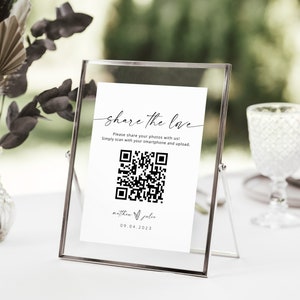 Erfassen Sie die Liebe QR-Code-Schild, Modernes Hochzeitsempfangs-Tischschild, Minimalistisches Hochzeitsfoto-Schild, Hochzeits-QR-Code, Teilen Sie die Liebe | MIA