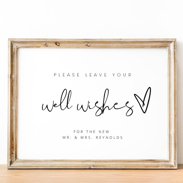 CIARA | Well Wishes Sign Template, Wedding Well Wishes GuestBook Sign, Leave Your Wishes Wedding Sign, Unique Guestbook Wedding Ideas DIY