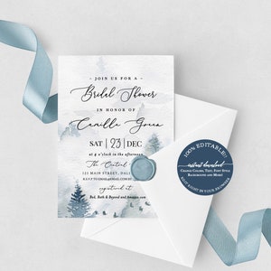Rustic Bridal Shower Invitation Instant Download, Winter Bridal Shower Invitations, Editable Bridal Shower Invite, Woodland Bridal Shower