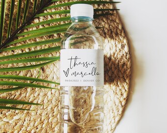 CIARA  Wedding Water Bottle Label Template, Printable, DIY Wedding Label, Personalized Water Bottle, Instant Download, Editable, Digital
