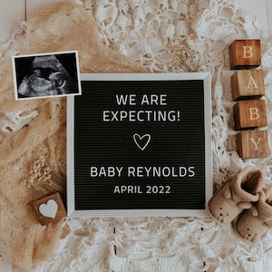 Milena | Boho Pregnancy Announcement Digital Download, Neutral Letterboard Pregnancy Announcement Social Media Post, Baby Announcement, DIY