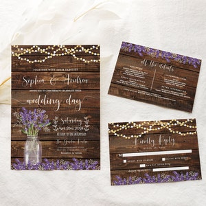 Lavender Wedding Invitation Template, Lavender Wedding Invitation Suite, Editable Rustic Wedding Invitation, Country Rustic Wedding, DIY