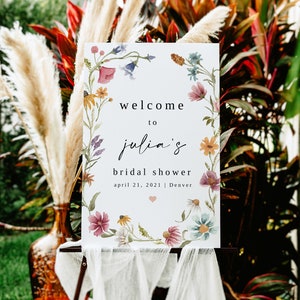 Martha | Wildflower Bridal Shower Welcome Sign Template, Bridal Shower Welcome Sign Download, Wildflowers, Bohemian Bridal Shower Signs