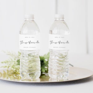 CIARA Wedding Water Bottle Label Template, Modern Minimalist Printable Water Bottle Sticker Instant Download Shower Engagement Retirement