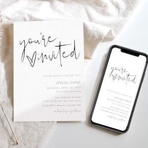 Modern Business Invitation, You&#39;re Invited Invitation, Special Event Invitation, Business Invitation Party Editable, Modern Business, Evite