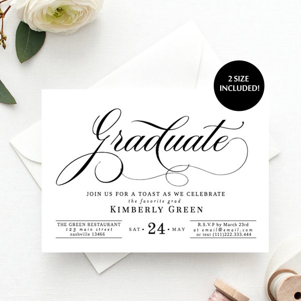 Graduation Party Invitations Template, Graduation Invitation Printable, 100% EDITABLE, Instant Download, Editable Graduation Dinner