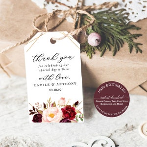 Fall Wedding Favor Tag, Wedding Favor, Welcome Bag Label, Wedding Favor Tag Template - Instant Download, Printable Thank You Tags,