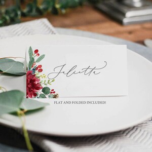 Christmas Place Card, Christmas Name Card Template, Rustic Winter Place Card Printable, Winter Place Setting, Holiday Place Cards Template
