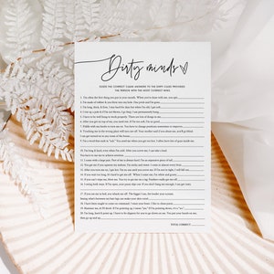 Ellia | Bachelorette Bridal Shower Dirty Minds Game, Modern Bachelorette Games, Hen Party Dirty Minds Game, Minimalist, Bridal Shower Games
