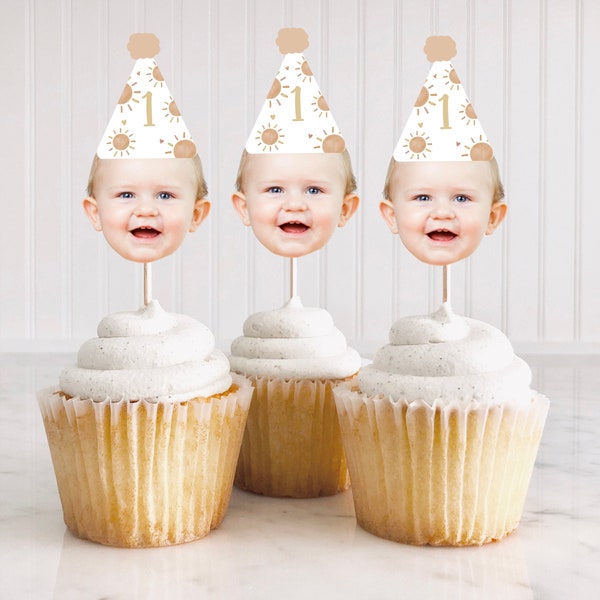 First Trip Around the Sun Cupcake Toppers, Boho Sunshine Birthday Cupcake Toppers, Sun Themed Birthday Toppers, Sunshine Birthday Decor