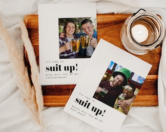 Best Man Proposal Card, Suit Up Card Template, Groomsmen Proposal Card Template, Modern Will You Be My Groomsmen Card, Be My Best Man Gift