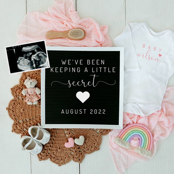 MILENA | Baby Girl Announcement for Social Media, Digital Pregnancy Announcement, It's a girl Gender Reveal. Baby Letterboard Instagram, DIY