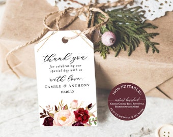Fall Wedding Favor Tag, Wedding Favor, Welcome Bag Label, Wedding Favor Tag Template - Instant Download, Printable Thank You Tags,
