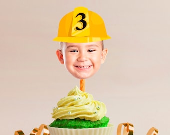 Construction Cupcake Toppers, Personalised Cupcake Toppers, Construction Birthday Theme, Truck Birthday Party, Construction Hat, PRINTABLE