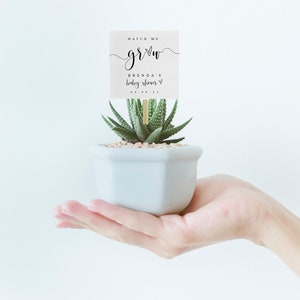 Watch Me Grow Tags, Minimalist Baby Shower Favor Tags, Plant Favor, Succulent Tags, Editable Favor Tags, Modern Baby Shower Tags, Templett