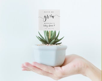 Watch Me Grow Tags, Minimalist Baby Shower Favor Tags, Plant Favor, Succulent Tags, Editable Favor Tags, Modern Baby Shower Tags, Templett